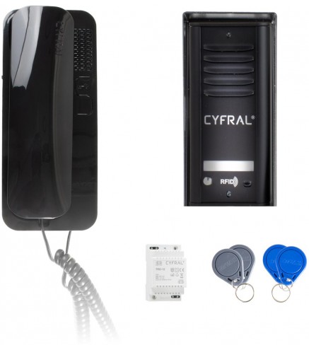 DOMOFON CYFRAL COSMO 1-LOKATORSKI KASETA CZARNA/UNIFON CZARNY