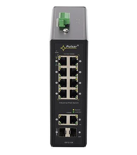 Switch przemysłowy PoE PULSAR ISFG108 (8xPoE, 2xSFP, 2xRJ45)