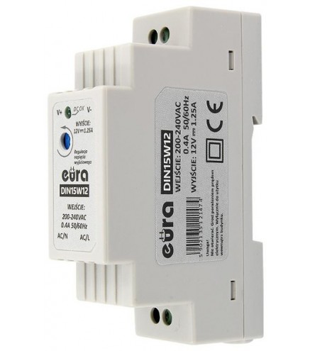 ZASILACZ DIN ''EURA'' DIN15W12 12V 1,25 A DC