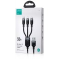Kabel 3w1 USB-A / USB-C micro-USB Lightning Joyroom S-1T3018A18 30cm 3.5A w oplocie czarny Kabel 3w1 USB-A / USB-C micro-USB Lightning Joyroom S-1T3018A18 30cm 3.5A w oplocie czarny