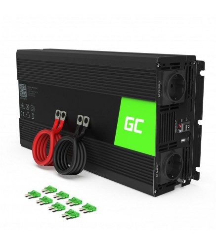 PRZETWORNICA NAPIĘCIA INWERTER Green Cell 24V / 230V 1500W/3000W MODYFIKOWANA SINUSOIDA INV24