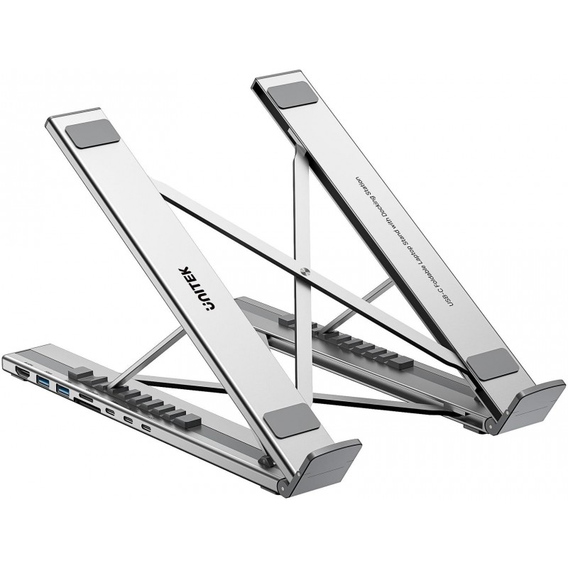 Unitek Podstawka regulowana pod laptop z hubem/HDMI/PD/SD