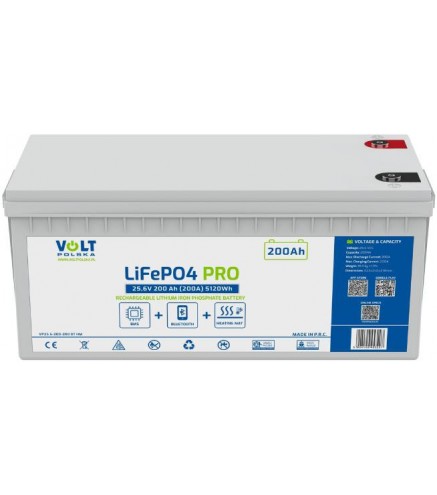 Akumulator Volt Polska LiFePO4 PRO 25,6V 200 Ah (200A) BMS BLUETOOTH + MATA