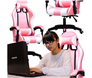 Extralink Gaming | Fotel Gamingowy | Biurowy, Obrotowy, Kubełkowy, Różowo-Biały, G-525