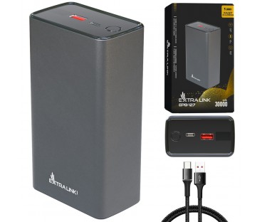 Extralink Epb-127 30000Mah Srebrny | Powerbank | Power Bank, 65W Pd, Usb-C