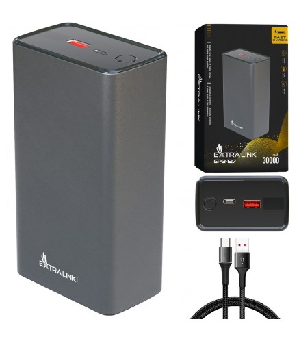 Extralink Epb-127 30000Mah Srebrny | Powerbank | Power Bank, 65W Pd, Usb-C