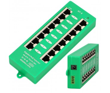 Extralink 8 Portowy | Gigabit Poe Injector | Aktywny, 8 Portów Gigabit 802.3At/af, Mode A