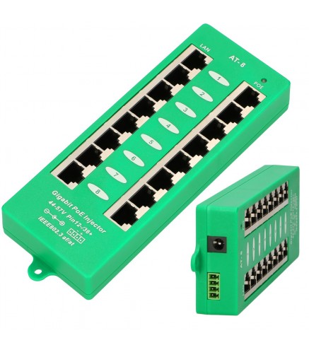 Extralink 8 Portowy | Gigabit Poe Injector | Aktywny, 8 Portów Gigabit 802.3At/af, Mode A