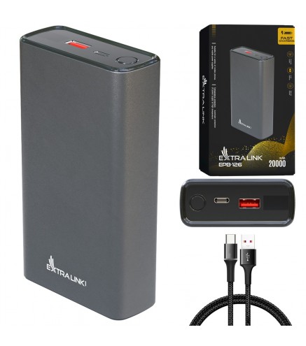 Extralink Epb-126 20000Mah Srebrny | Powerbank | Power Bank, 45W Pd, Usb-C