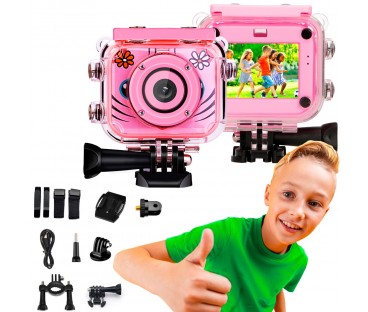 Extralink Kids Camera H18 Różowa | Kamera | 1080P 30Fps, Ip68, Wyświetlacz 2.0"