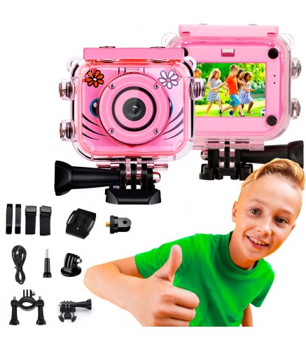 Extralink Kids Camera H18 Różowa | Kamera | 1080P 30Fps, Ip68, Wyświetlacz 2.0"