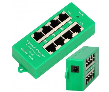 Extralink 4 Portowy | Gigabit Poe Injector | Aktywny, 4 Porty Gigabit 802.3At/af, Mode A