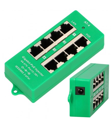 Extralink 4 Portowy | Gigabit Poe Injector | Aktywny, 4 Porty Gigabit 802.3At/af, Mode A