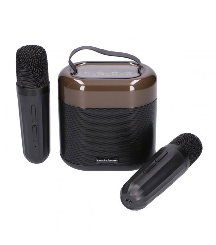Extralink Kids Karaoke Led Speaker 2X Mic Czarny | Zestaw Do Karaoke | Głośnik, 2 Mikrofony, Bluetooth, Aux, Slot Na Karty Pamię