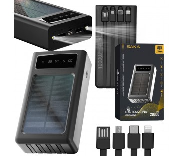 Extralink Epb-092 20000Mah Czarny | Powerbank | Solar Power Bank, Usb-C