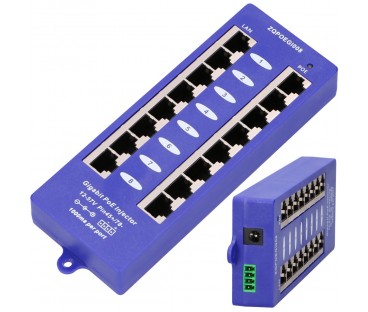 Extralink 8 Portowy | Gigabit Poe Injector | 8X 1000Mb/s Rj45, Mode B