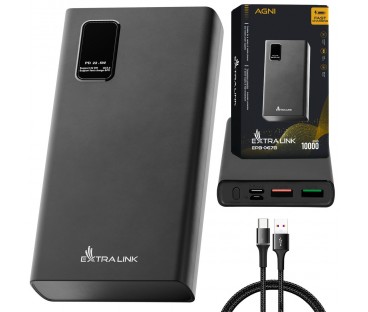 Extralink Epb-067B 10000Mah Czarny | Powerbank | Power Bank, Fast Charging, Usb-C