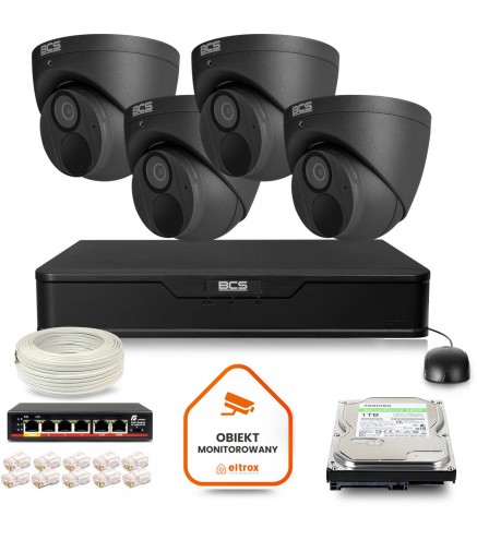 Zestaw Monitoringu Ip Bcs Point 4X Kamera Bcs-P-Eip28Fwr3-Ai2-G Rejestrator Z Dyskiem 1Tb