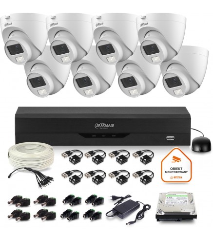 Zestaw Monitoringu Dahua 8X Kamera Kopułkowa Hac-Hdw1500Clq-Il-A-0280B-S2 1Tb Ir 20M 51Mp