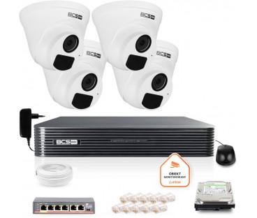 Zestaw Monitoringu Ip Bcs Basic 4X Kamera Bcs-B-Eip15Fr3(2.0) Rejestrator Z Dyskiem 1Tb