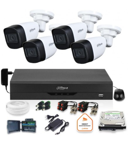 Zestaw Monitoringu Dahua 4 Kamery Tubowe 5Mpx Dysk 1Tb