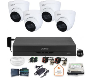 Zestaw Monitoringu Dahua 4 Kamery Kopułkowe 5Mpx Dysk 1Tb