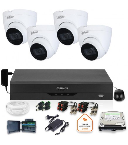 Zestaw Monitoringu Dahua 4 Kamery Kopułkowe 5Mpx Dysk 1Tb