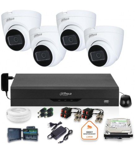 Zestaw Monitoringu Dahua 4 Kamery Kopułkowe 2Mpx Dysk 1Tb