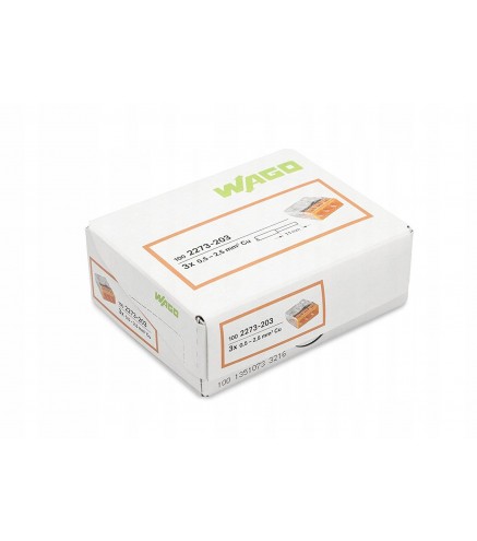 Szybkozłączka Uniwersalna Drut 3X 0,5-2,5Mm2 Wago 2273-203 100Szt.
