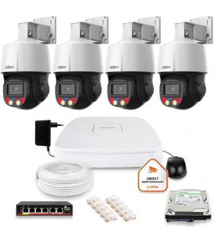 Zestaw Monitoringu Ip Dahua 4 Kamery Obrotowe 4Mpx Dysk 1Tb