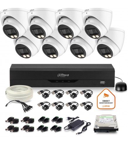 Zestaw Monitoringu Dahua 8X Kamera Kopułkowa Hac-Hdw1500T-Il-A-0280B-S2 1Tb Ir 40M 51Mp
