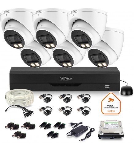 Zestaw Monitoringu Dahua 6X Kamera Kopułkowa Hac-Hdw1500T-Il-A-0280B-S2 1Tb Ir 40M 51Mp