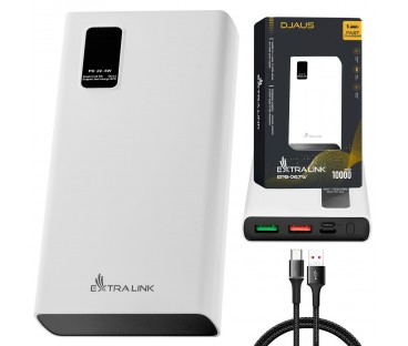 Extralink Epb-067W 10000Mah Biały | Powerbank | Power Bank, Fast Charging, Usb-C