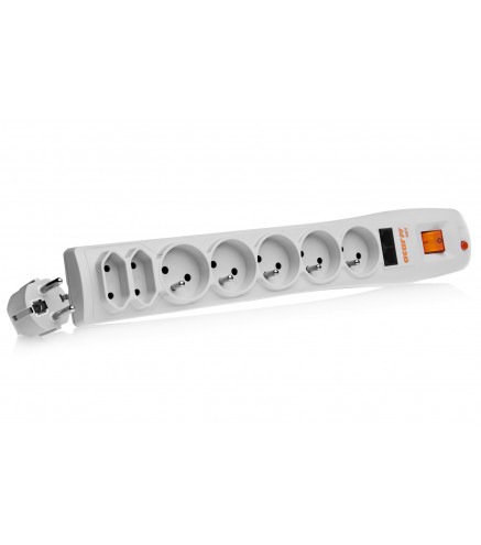 P7 Net - Filtr Zasilający Acar - 5 Gniazd Euro, 2 Gniazda Europlug I 2X Rj45 (8P8C)