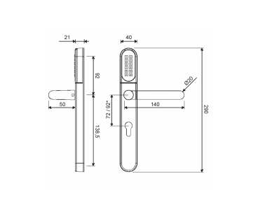 Klamka Elektroniczna Wfe L701 Z Klawiaturą 72Mm Inox