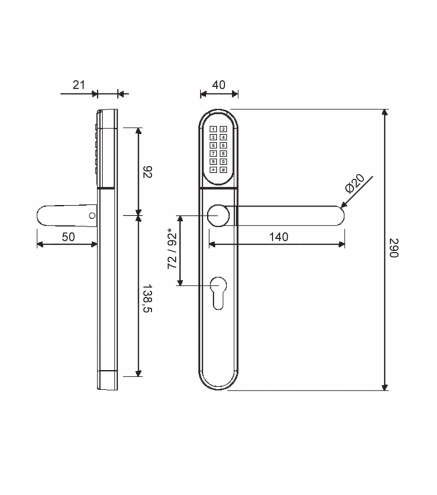 Klamka Elektroniczna Wfe L701 Z Klawiaturą 72Mm Inox