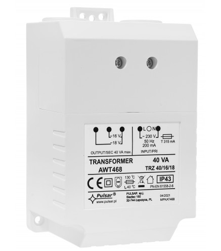 Awt468 - Transformator Trz 40Va/16V/18V Ac/ac