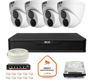 Zestaw Monitoringu Ip Bcs Point 4X Kamera Bcs-P-Eip28Fwr3-Ai2 Rejestrator Z Dyskiem 1Tb