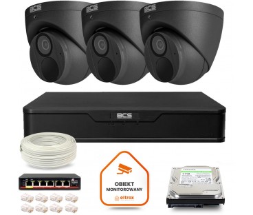 Zestaw Monitoringu Ip Bcs Point 3X Kamera Bcs-P-Eip28Fwr3-Ai2-G Rejestrator Z Dyskiem 1Tb