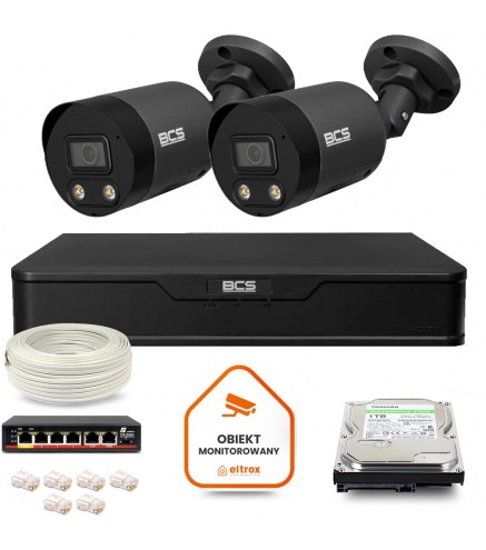 Zestaw Monitoringu Ip Bcs Point 2X Kamera Bcs-P-Tip28Fwr3L2-Ai2-G Rejestrator Z Dyskiem 1Tb