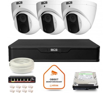 Zestaw Monitoringu Ip Bcs Point 3X Kamera Bcs-P-Eip14Fsr3 Rejestrator Z Dyskiem 1Tb