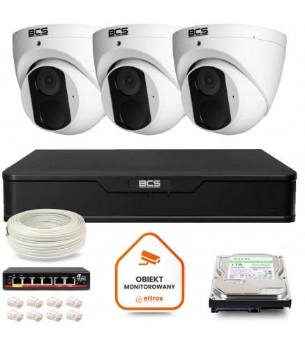 Zestaw Monitoringu Ip Bcs Point 3X Kamera Bcs-P-Eip14Fsr3 Rejestrator Z Dyskiem 1Tb