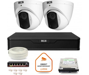 Zestaw Monitoringu Ip Bcs Point 2X Kamera Bcs-P-Eip14Fsr3 Rejestrator Z Dyskiem 1Tb