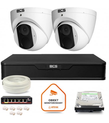 Zestaw Monitoringu Ip Bcs Point 2X Kamera Bcs-P-Eip14Fsr3 Rejestrator Z Dyskiem 1Tb