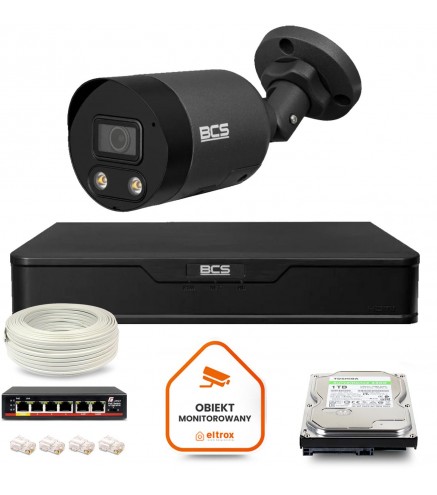 Zestaw Monitoringu Ip Bcs Point 1X Kamera Bcs-P-Tip28Fwr3L2-Ai2-G Rejestrator Z Dyskiem 1Tb