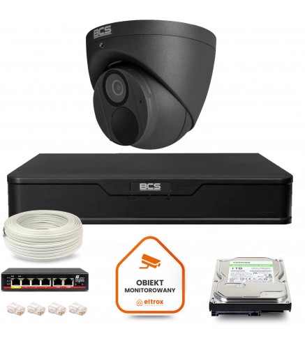 Zestaw Monitoringu Ip Bcs Point 1X Kamera Bcs-P-Eip28Fwr3-Ai2-G Rejestrator Z Dyskiem 1Tb
