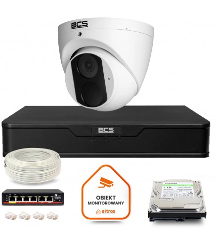 Zestaw Monitoringu Ip Bcs Point 1X Kamera Bcs-P-Eip14Fsr3 Rejestrator Z Dyskiem 1Tb