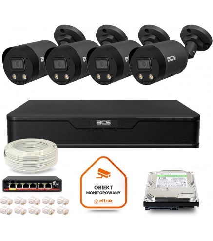 Zestaw Monitoringu Ip Bcs Point 4X Kamera Bcs-P-Tip28Fwr3L2-Ai2-G Rejestrator Z Dyskiem 1Tb