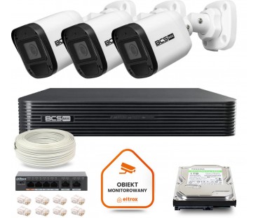 Zestaw Monitoringu Ip Bcs Basic 3X Kamera Bcs-B-Tip15Fr3(2.0) Rejestrator Z Dyskiem 1Tb