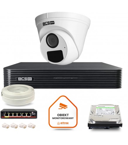 Zestaw Monitoringu Ip Bcs Basic 1X Kamera Bcs-B-Eip15Fr3(2.0) Rejestrator Z Dyskiem 1Tb